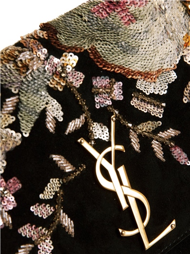 Yves Saint Laurent Small Kate Embroidered Suede Omuz Çantası