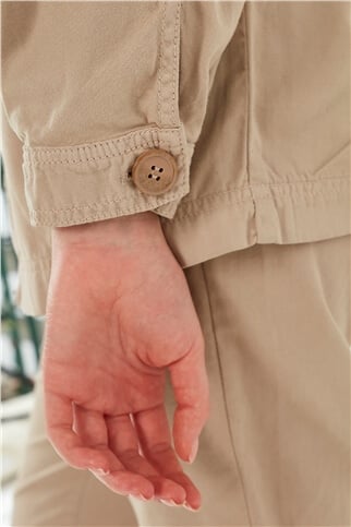 Önden Düğmeli Basic Ceket Vizon