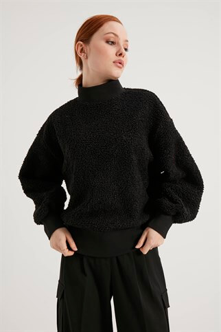 Black Plush Sweatshirt