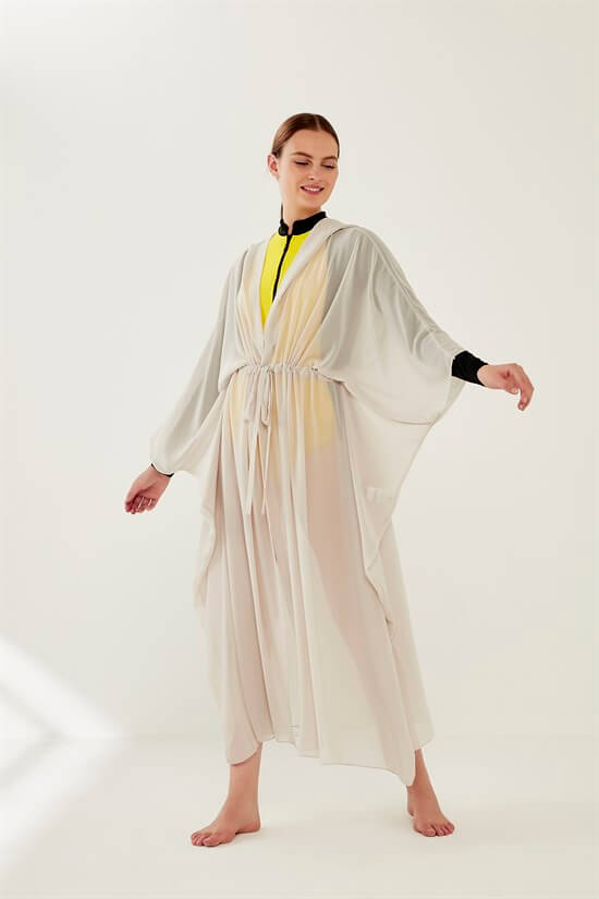 Manila Multişifon Tünelli Kaftan Krem