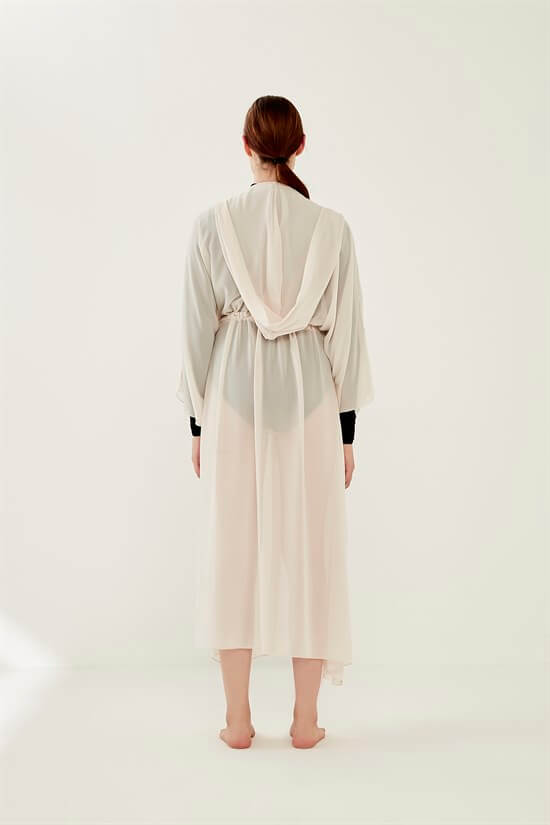 Manila Multişifon Tünelli Kaftan Krem