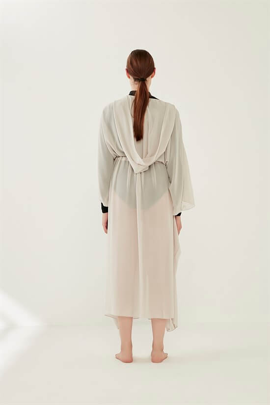 Manila Multişifon Tünelli Kaftan Krem
