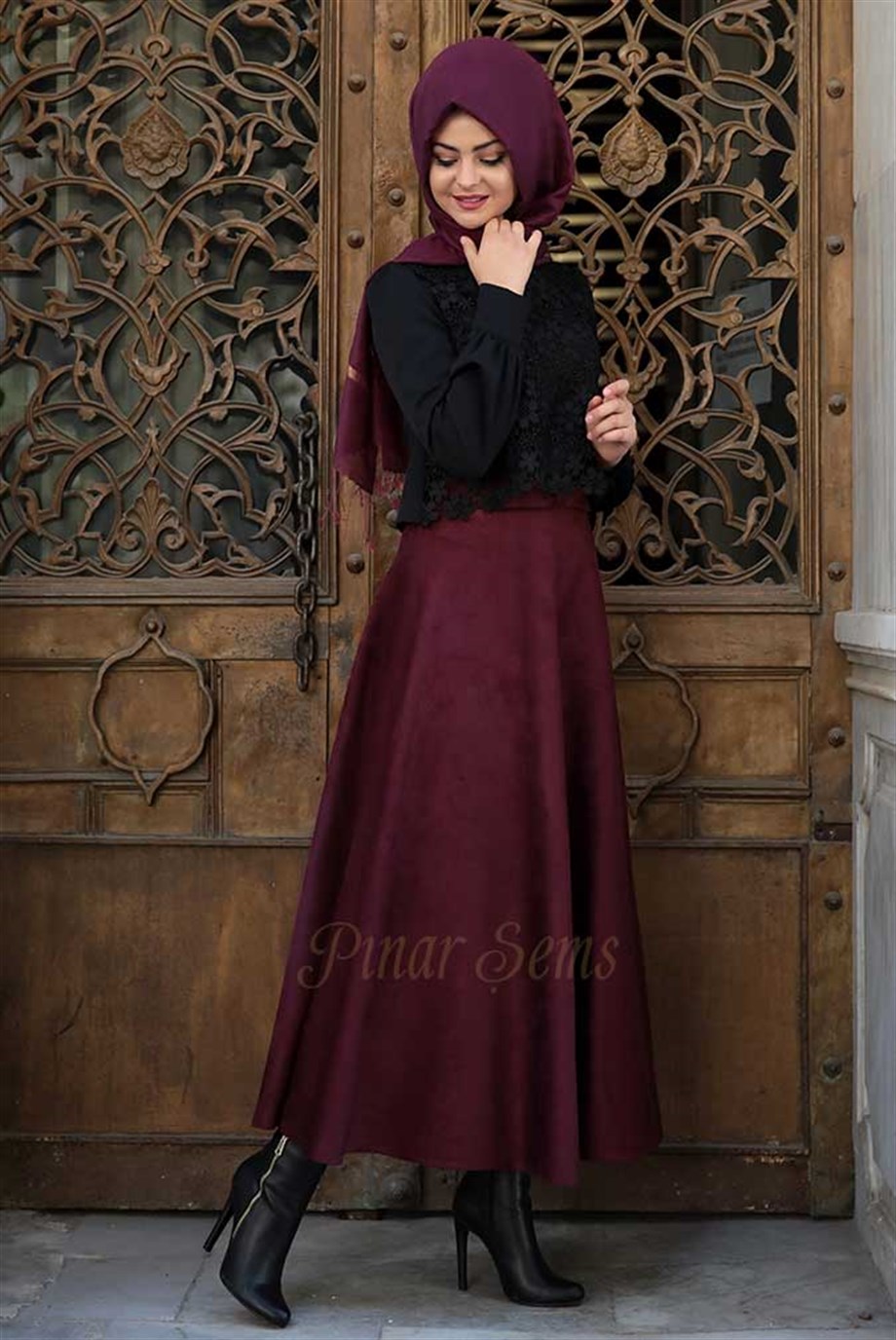 Pınar Şems Dantel Pelerinli Gömlek Siyah