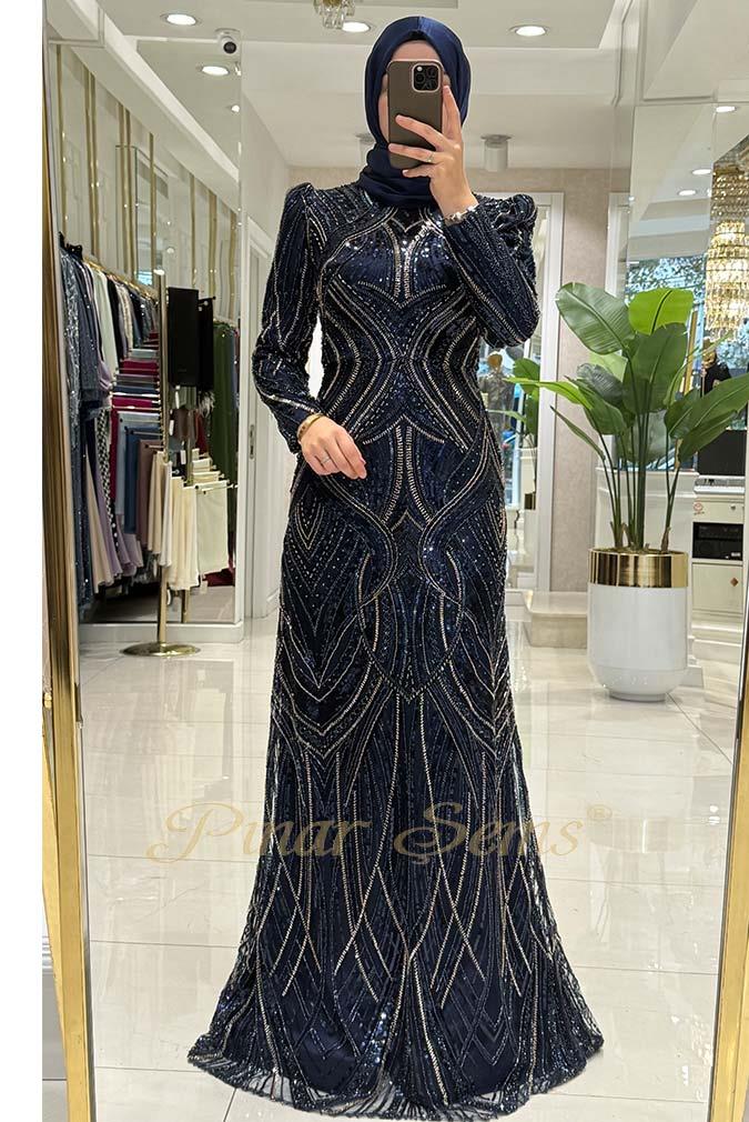 Pınar Şems Gökçe Abiye Lacivert