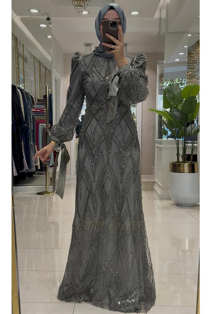 Pınar Şems İncili Ülkü Abiye Antrasit