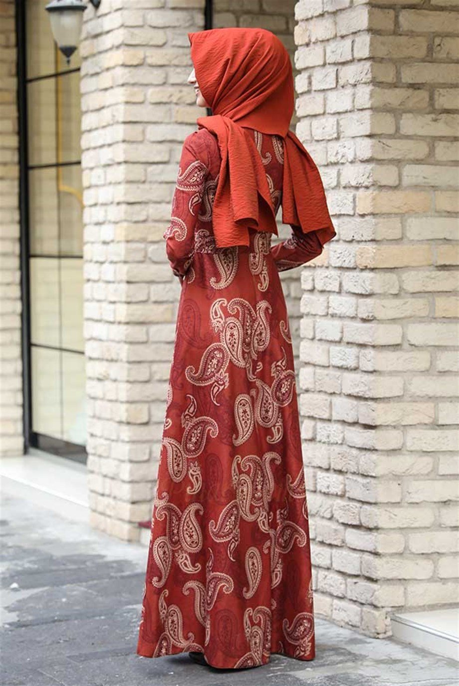 Pınar Şems Kışlık Etnik Elbise Kiremit