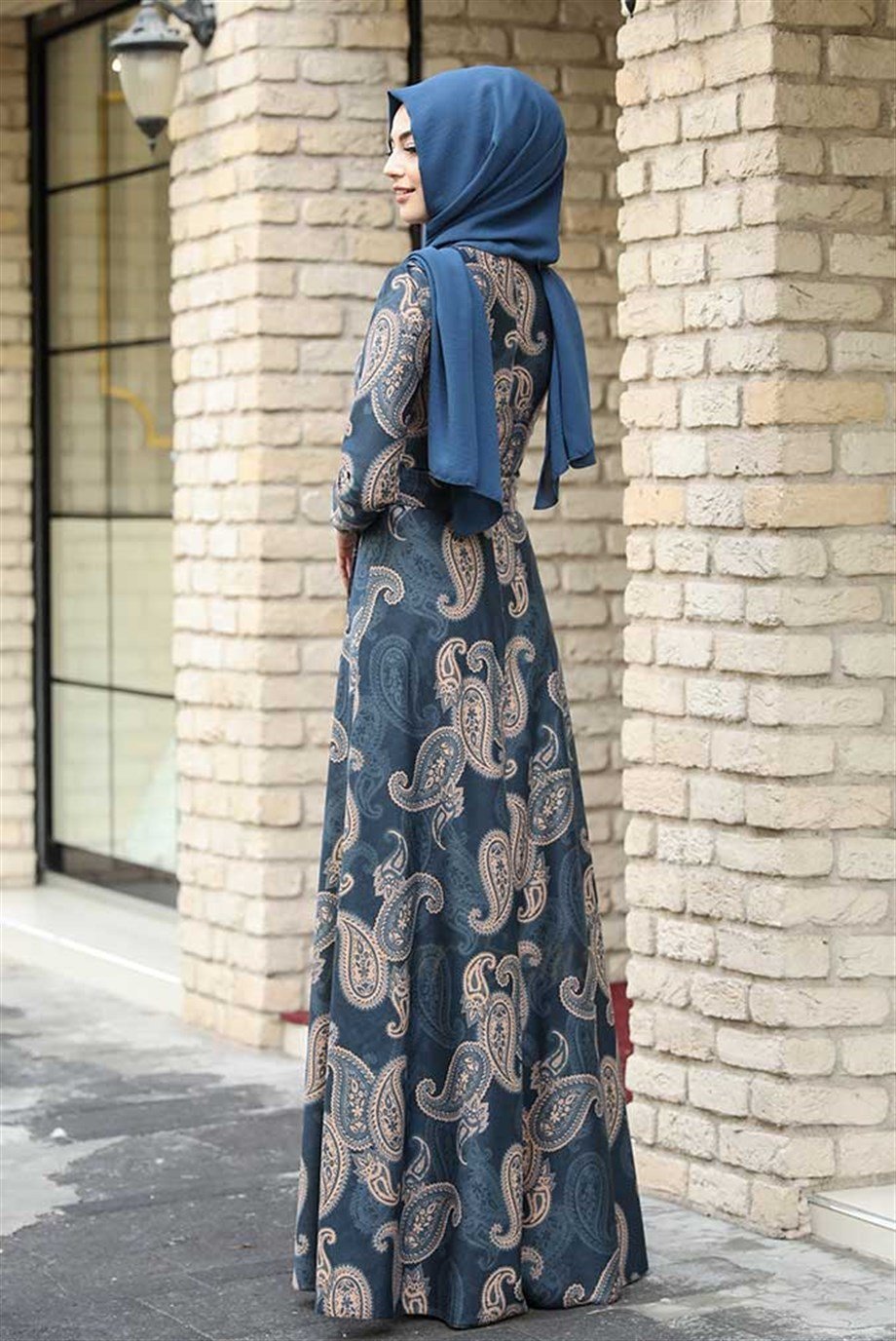 Pınar Şems Kışlık Etnik Elbise Mavi