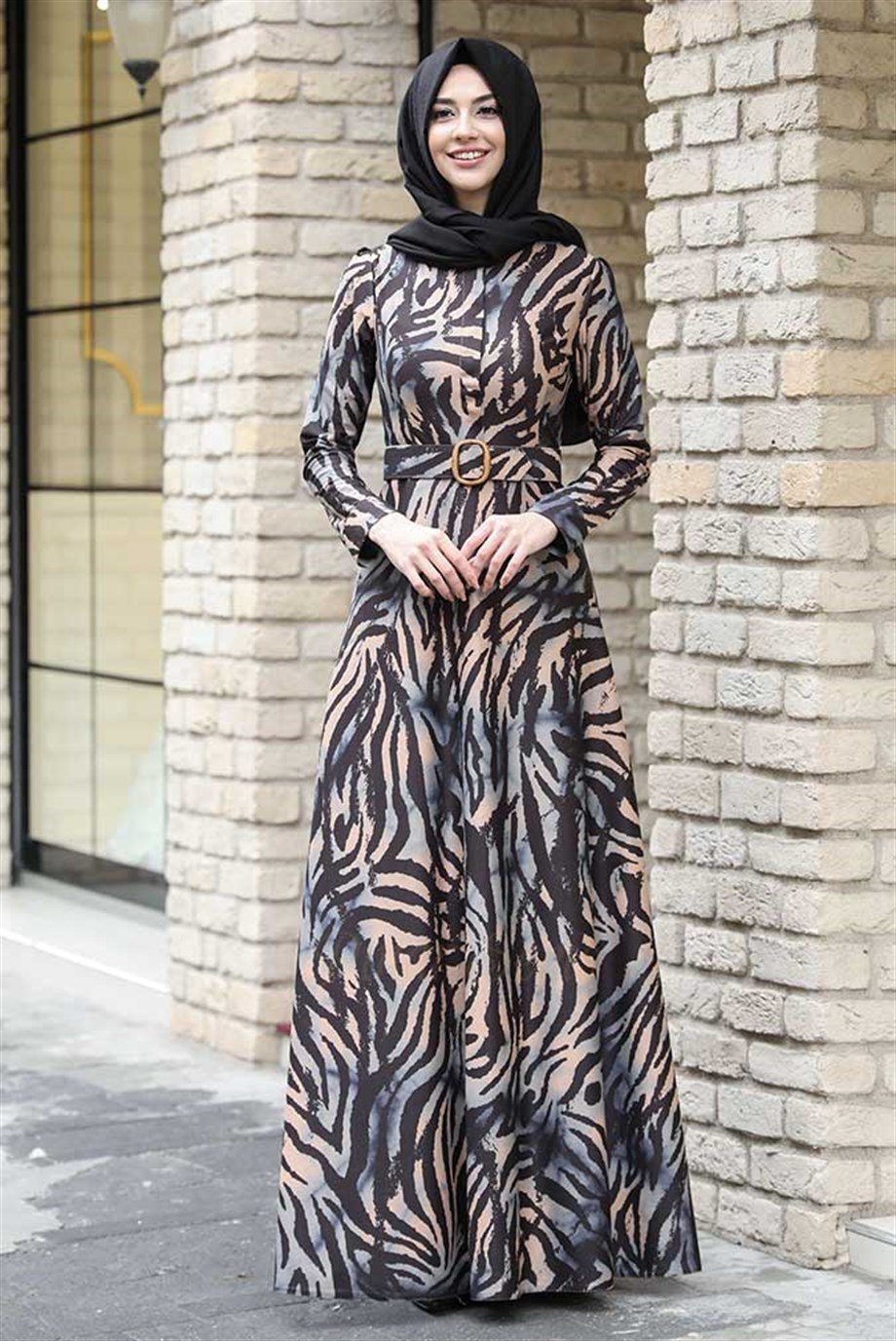 Pınar Şems Kışlık Zebra Elbise Mavi