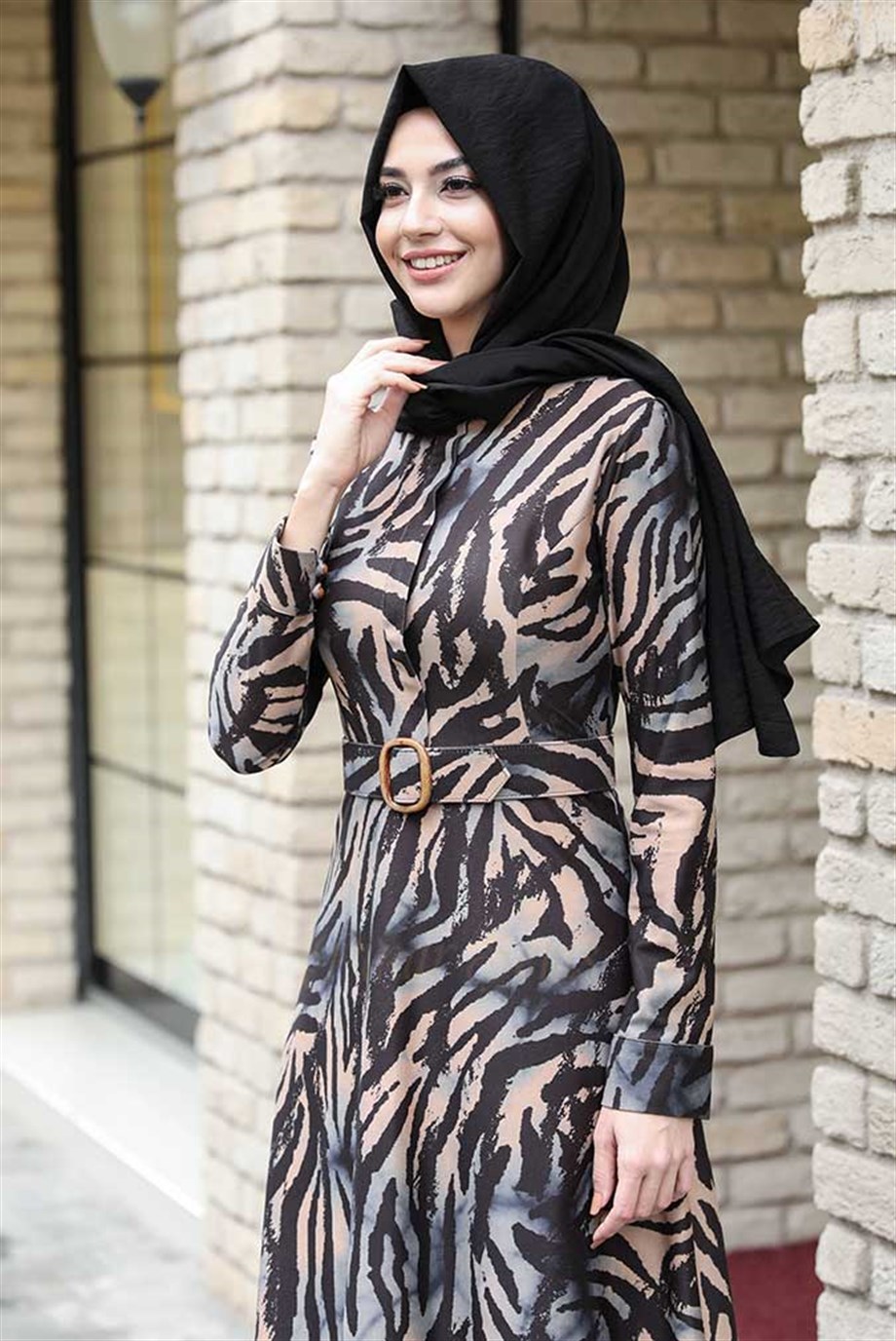 Pınar Şems Kışlık Zebra Elbise Mavi