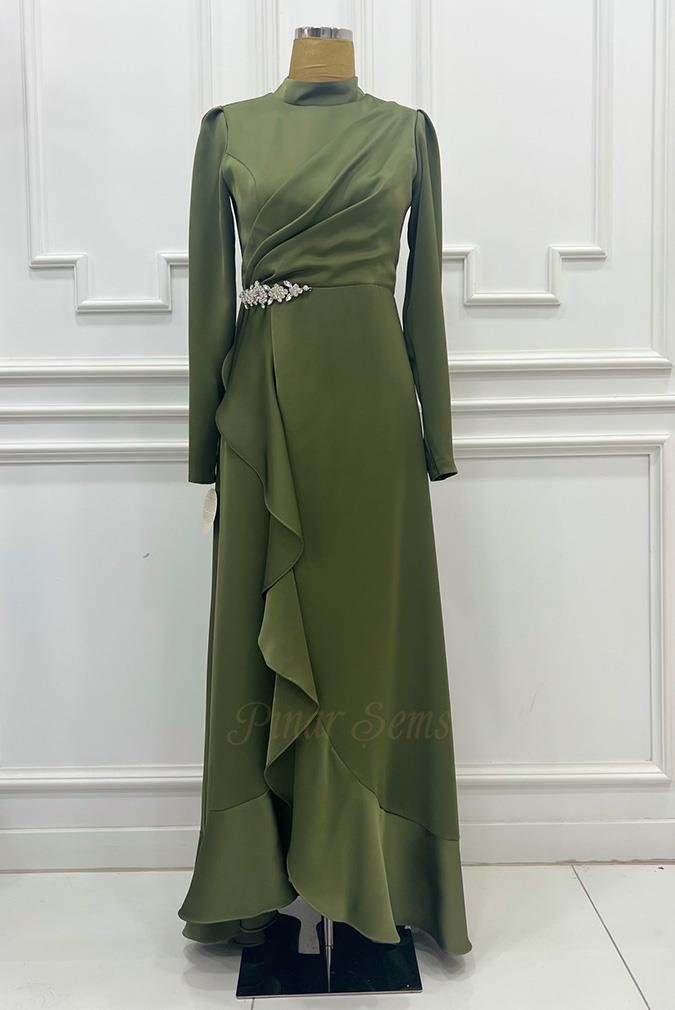 Pınar Şems Lina Abiye Ceviz Yeşili