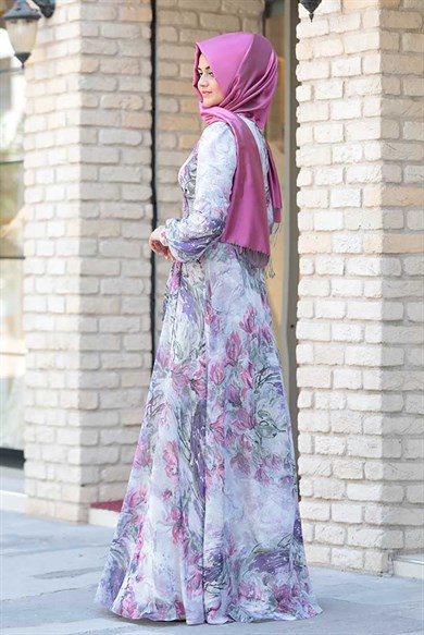 Pınar Şems Akasya Elbise Mor