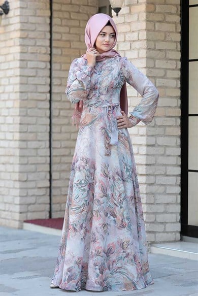 Pınar Şems Akasya Elbise Pudra