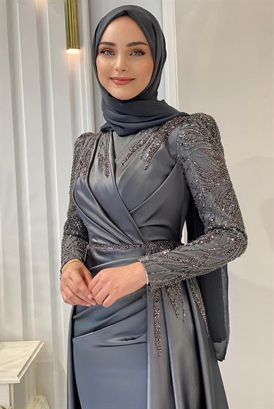 Pınar Şems Akra Abiye Gri