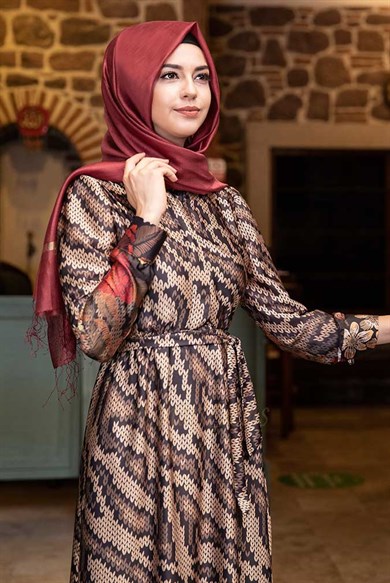 Pınar Şems Aksa Elbise Taba