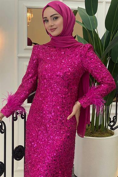 Pınar Şems Angel Abiye Fuşya