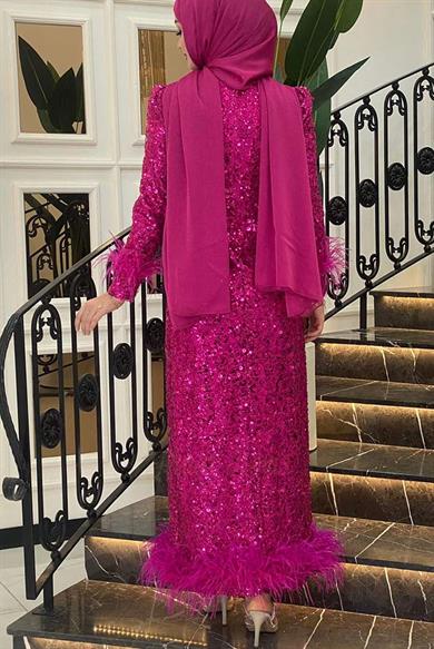 Pınar Şems Angel Abiye Fuşya