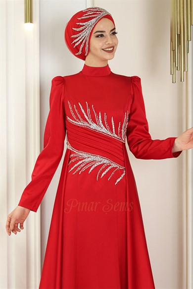 Pınar Şems Anka Abiye Kırmızı
