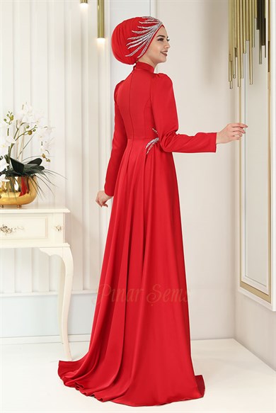 Pınar Şems Anka Abiye Kırmızı