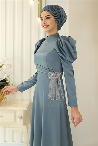 Pınar Şems Ayşegül Abiye İndigo