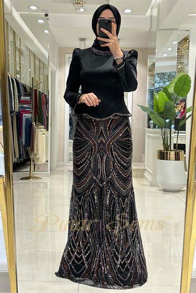 Pınar Şems Berceste Abiye Siyah