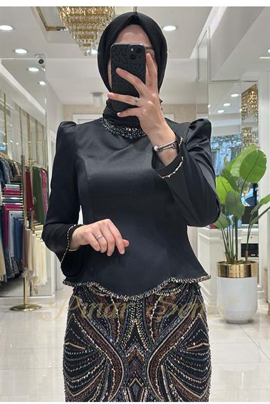Pınar Şems Berceste Abiye Siyah