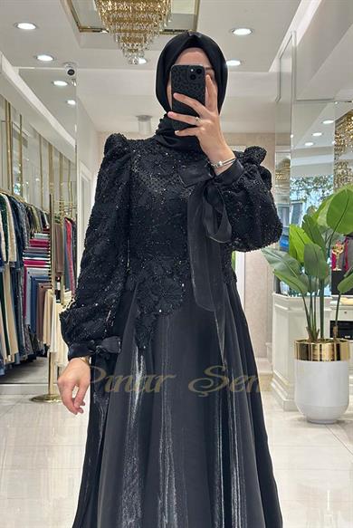 Pınar Şems Beylem Abiye Siyah