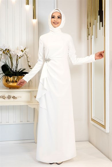 Pınar Şems Boncuka Elbise Ekru