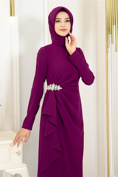 Pınar Şems Boncuka Elbise Fuşya