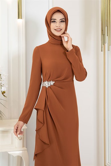 Pınar Şems Boncuka Elbise Hardal