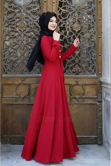 Pınar Şems Cepkenli Elbise Kırmızı