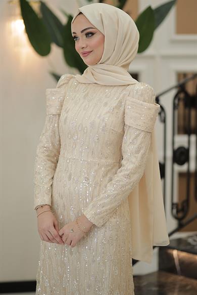 Pınar Şems Damla Abiye Gold