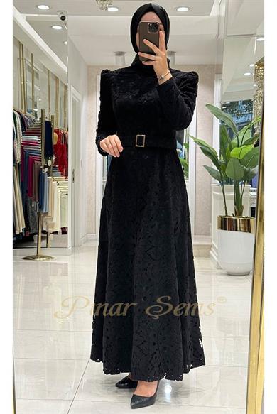 Pınar Şems Dantel Elbise Siyah