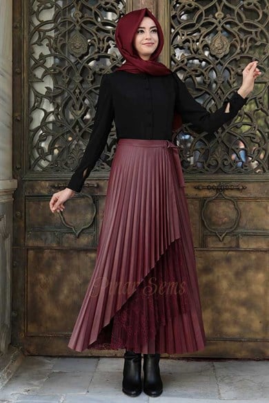 Pınar Şems Elif Etek Bordo