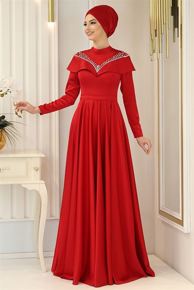 Pınar Şems Flover Abiye Kırmızı