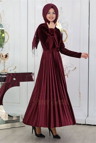 Pınar Şems Gökçe Elbise Bordo
