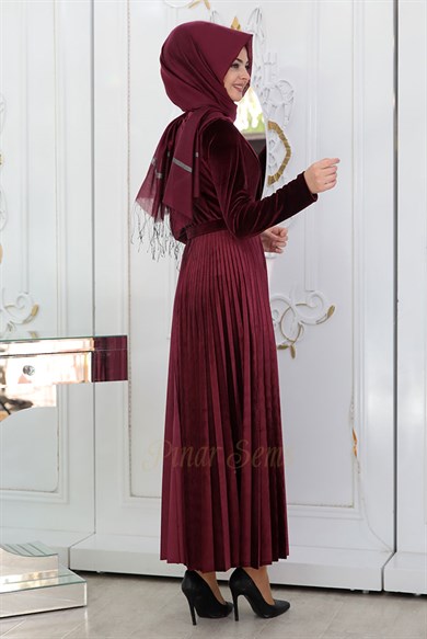 Pınar Şems Gökçe Elbise Bordo