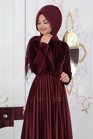 Pınar Şems Gökçe Elbise Bordo