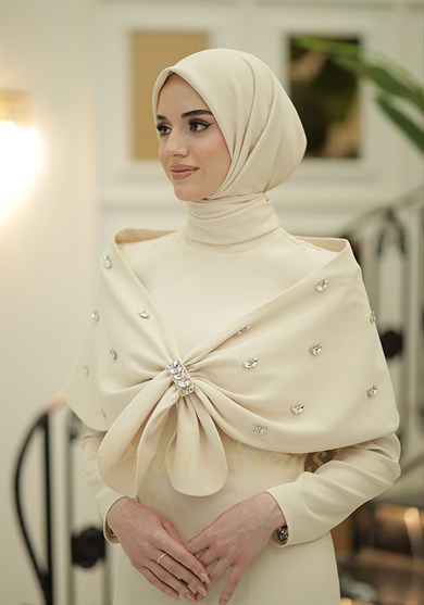 Pınar Şems Gülsu Abiye Krem