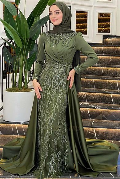 Pınar Şems Hafsa Abiye Ceviz Yeşili