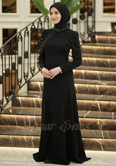 Pınar Şems İnci Nur Abiye Siyah