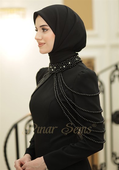 Pınar Şems İnci Nur Abiye Siyah