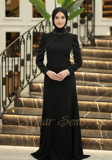 Pınar Şems İnci Nur Abiye Siyah