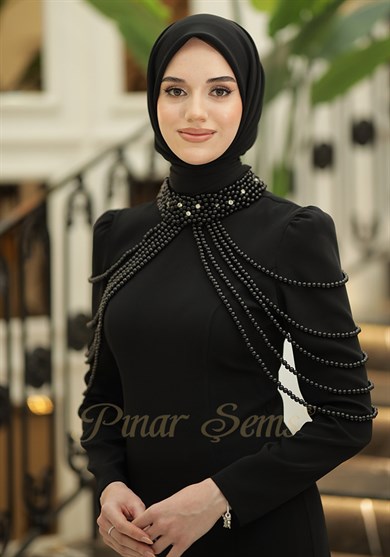 Pınar Şems İnci Nur Abiye Siyah