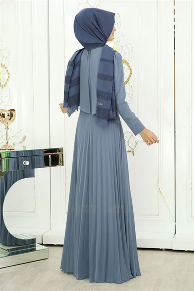 Pınar Şems İnci Piliseli Elbise İndigo