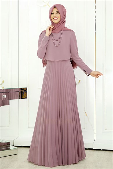Pınar Şems İnci Piliseli Elbise Lila
