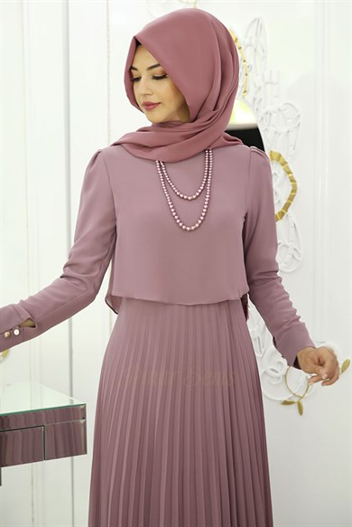 Pınar Şems İnci Piliseli Elbise Lila