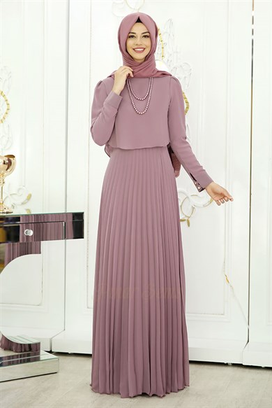 Pınar Şems İnci Piliseli Elbise Lila