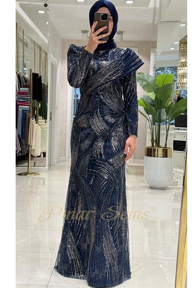 Pınar Şems Katre Abiye Lacivert