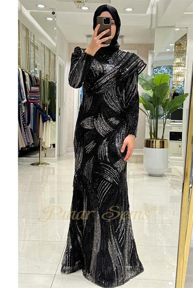 Pınar Şems Katre Abiye Siyah