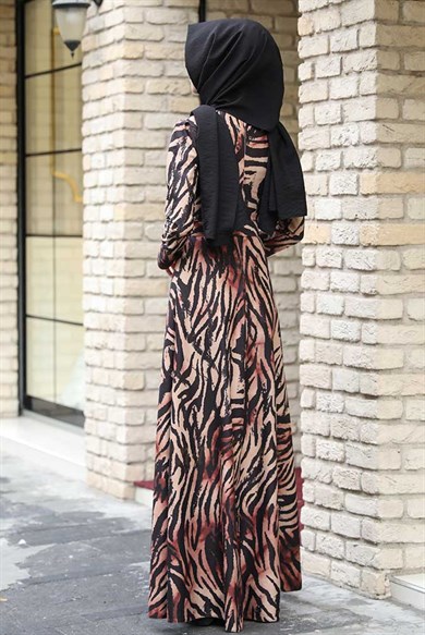 Pınar Şems Kışlık Zebra Elbise Kiremit